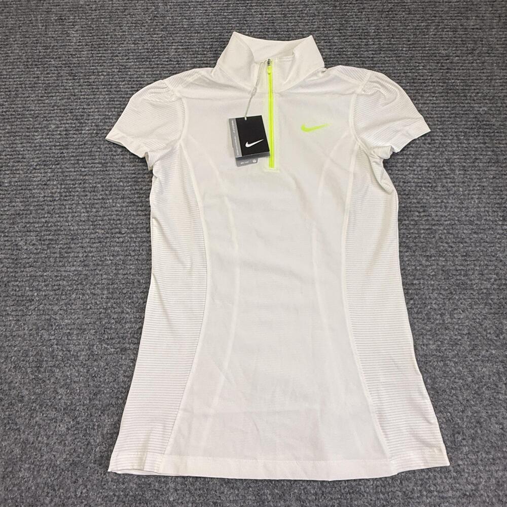 Nike Polo Shirt Womens XS White Dri-FIT Golf Tour Performce 1/4 Zip Short Sleeve